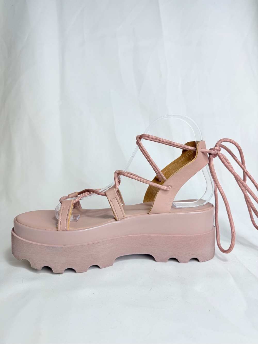 ASOS Platform Gladiator Lace Up Sandals Chunky Wedges Flatform 8 / 39 Blush Pink - Picture 4 of 11